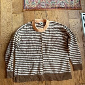 Madewell brown and Orange Striped Sweater Large